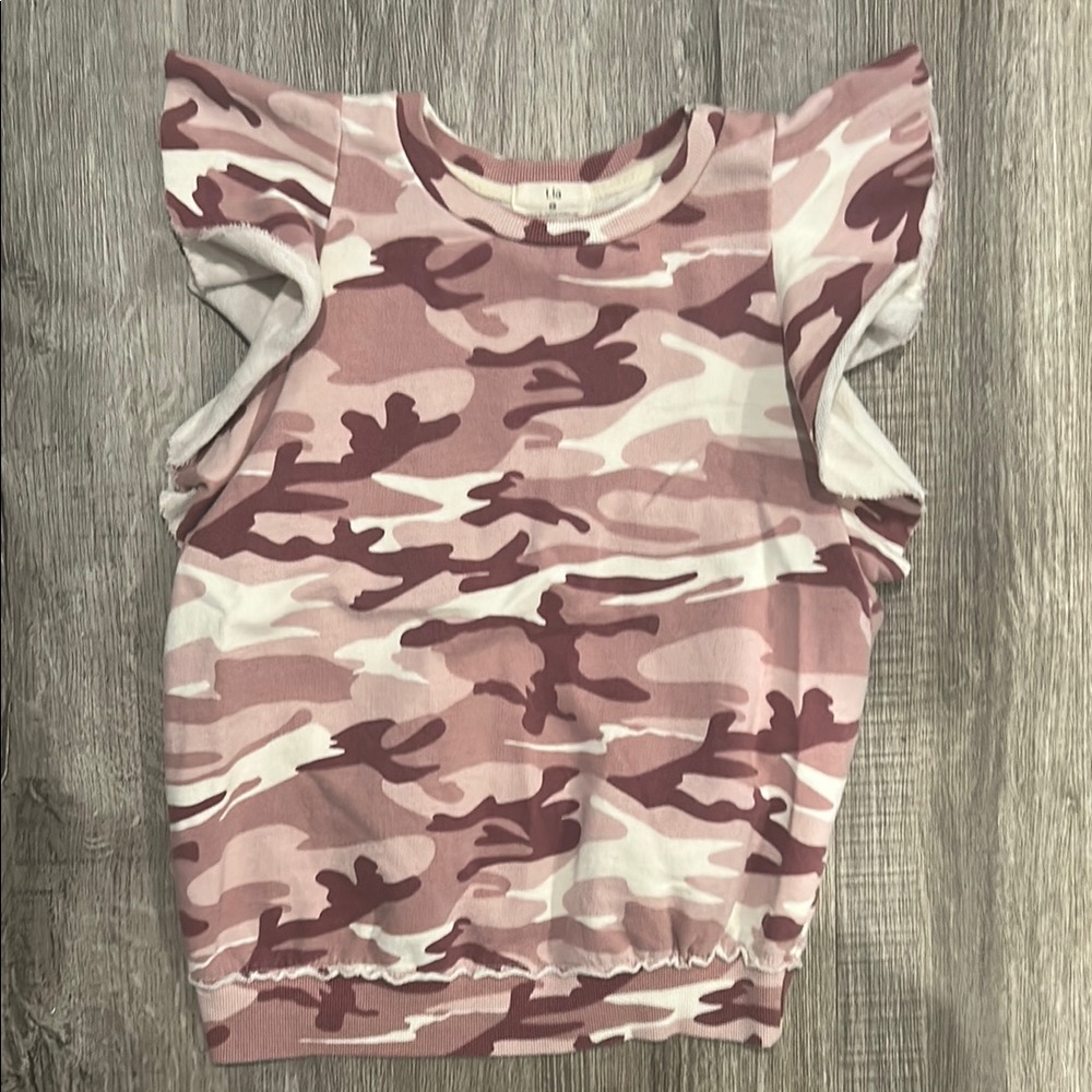 T.La Pink and Cream Camouflage Top